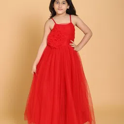 PICCOLO Girls Red Net Maxi Dress-image-41