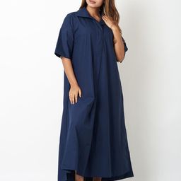VASSTRAM Roll-Up Sleeves Cotton Shirt Maxi Dress-image-85