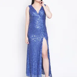 Amagyaa Blue Net Maxi Dress-image-22