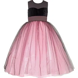 Samsara Couture Black & Pink Net Cotton Maxi Dress-image-65