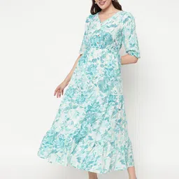 ROSEMELON Women Cotton Floral Printed Fit and Flare Dress-image-85