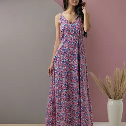 FEATHERS CLOSET Floral Print Maxi Dress-image-63