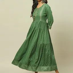 Rangriti Floral Printed Tie-Up Neck Maxi Dress-picture-23