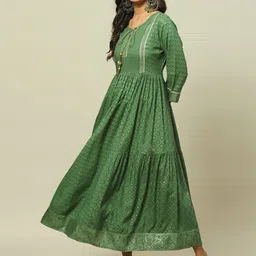 Rangriti Floral Printed Tie-Up Neck Maxi Dress-image-34
