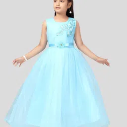 BAESD Girls Floral Embroidered Pleated Tulle Gown-image-39