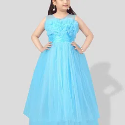 BAESD Girls Self Design Gathred Or Pleated Maxi Dress-30