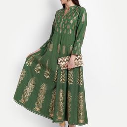 SUTI Ethnic Motifs Printed Mandarin Collar Maxi Ethnic Dress-image-85