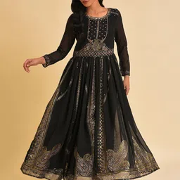 WISHFUL Ethnic Motifs Printed Embroidered Fit & Flare Maxi Ethnic Dress-23