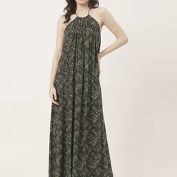 Moomaya Tropical Printed Halter Neck Maxi Dress-10