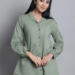 Enchanted Drapes Shirt Collar Mini Cotton A-Line Dress-image-86
