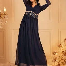 indo street Embellished Fit & Flared Maxi Ethnic Dress-image-68