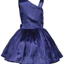 Samsara Couture Navy Blue Off-Shoulder Net Dress-image-89