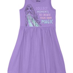 Disney by Wear Your Mind Girls Purple Elsa Print A-Line Dress-image-41