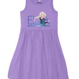 Disney by Wear Your Mind Girls Purple Elsa Print A-Line Dress-picture-58