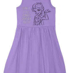 Disney by Wear Your Mind Girls Purple Frozen Print Cotton Dress-image-69