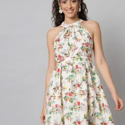 Emeros Aesthetic Florals Halter Neck Off-White Dress-picture-16