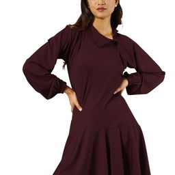 Taurus Women Maroon Solid Fit & Flare Dress-image-23