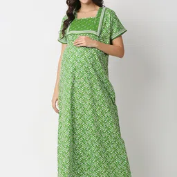 MeeMee Green Maternity Maxi Dress with Feeding Zip-image-66