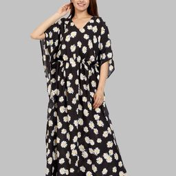 CRAFTBAZAR Black Print Maternity Maxi Dress-image-115