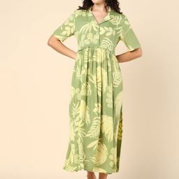 House Of Zelena Floral Printed Maternity Cotton A-Line Midi Dress-image-73