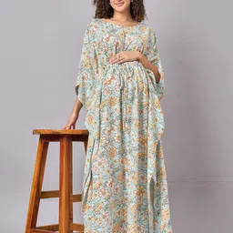 Mine4Nine Floral Printed Kimono Sleeves Maternity Maxi Dress-picture-24