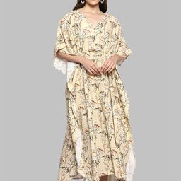 CRAFTBAZAR Floral Printed V-Neck Maternity Maxi Dress-image-93
