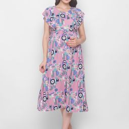AV2 Pink Floral Maternity Midi Dress-picture-53