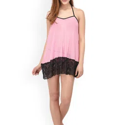new blue eyes Women Halter Neck Floral Lace Baby Doll-image-26