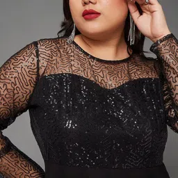Miss Chase A+ Plus Size Embellished Georgette Flared Fit & Flare Maxi Dress image 2