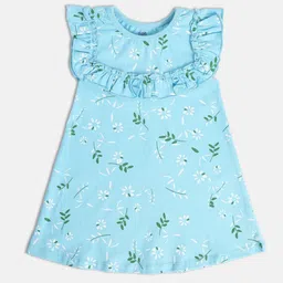 MINI KLUB Girls Floral Print Cotton A-Line Dress-image-77
