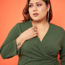 SASSAFRAS Curve Plus Size Bodycon Midi Dress image 5