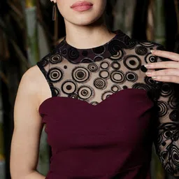 Athena One Shoulder Flocking Net Scuba Sheath Dress image 2
