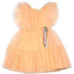 BAESD Embellished Flutter Sleeve Net Fit & Flare Dress image 2