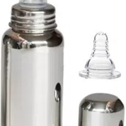 Complete Stainless Steel Feeding Bottle 250ml with High Grade Silicon Nipple - 300 ml-image-52
