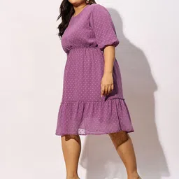 SASSAFRAS Curve Plus Size Polka Dot Print Fit & Flare Dress image 3