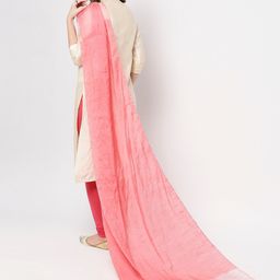 Dupatta Bazaar Coral Woven Design Linen Dupatta image 4
