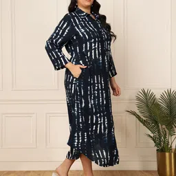 DEEBACO Plus Size Print A-Line Midi Dress image 4