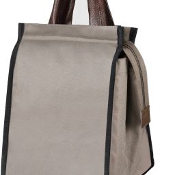 Milk Grey-Chocolate Faux Leather & Linen PVC Fabric Tiffin + Picnic bag SP-TB12 Lunch Bag-image-92