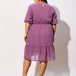 SASSAFRAS Curve Plus Size Polka Dot Print Fit & Flare Dress image 4
