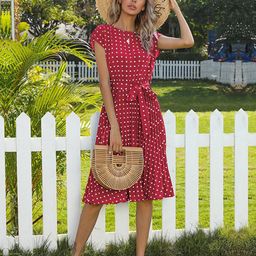 StyleCast Red Polka Dot Print A-Line Dress image 4