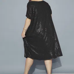 Curvy Lane Women Embellished Crepe A-Line Dress image 5
