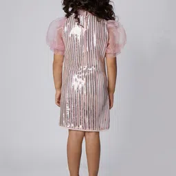Peppermint Girls Embellished Puff Sleeves Sequinned Net Sheath Dress image 3