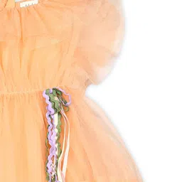 BAESD Embellished Flutter Sleeve Net Fit & Flare Dress image 4