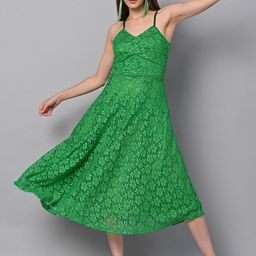 Justin Whyte Floral Self Design Lace A-Line Midi Dress-picture-8