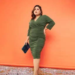 SASSAFRAS Curve Plus Size Bodycon Midi Dress image 2