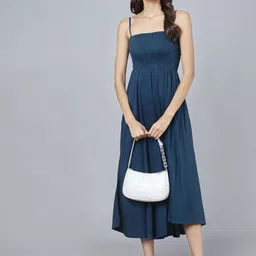 Vastralay Teal Solid Midi Dress-picture-47