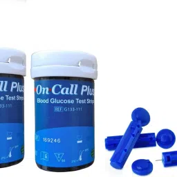 NSC ON CALL PLUS LONGEST EXPIRY 100 GLUCOMETER STRIPS WITH 50 LANCETS- 100 Glucometer Strips-2