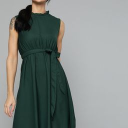 HERE&NOW Green A-Line Dress & Belt-image-35