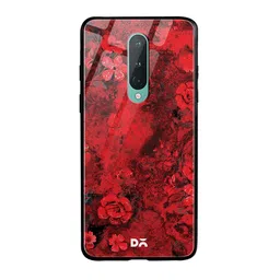 DailyObjects Red & Black Marble Flowers OnePlus 8 Glass Case-17