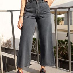 STREET 9 Women Grey Wide Leg High-Rise Pure Cotton Wide leg denim Jeans-image-30